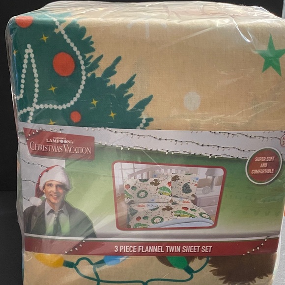 Yule Believe It Other - National Lampoon’s Christmas Vacation Flannel 3-Piece Twin Sheet Set NWT
